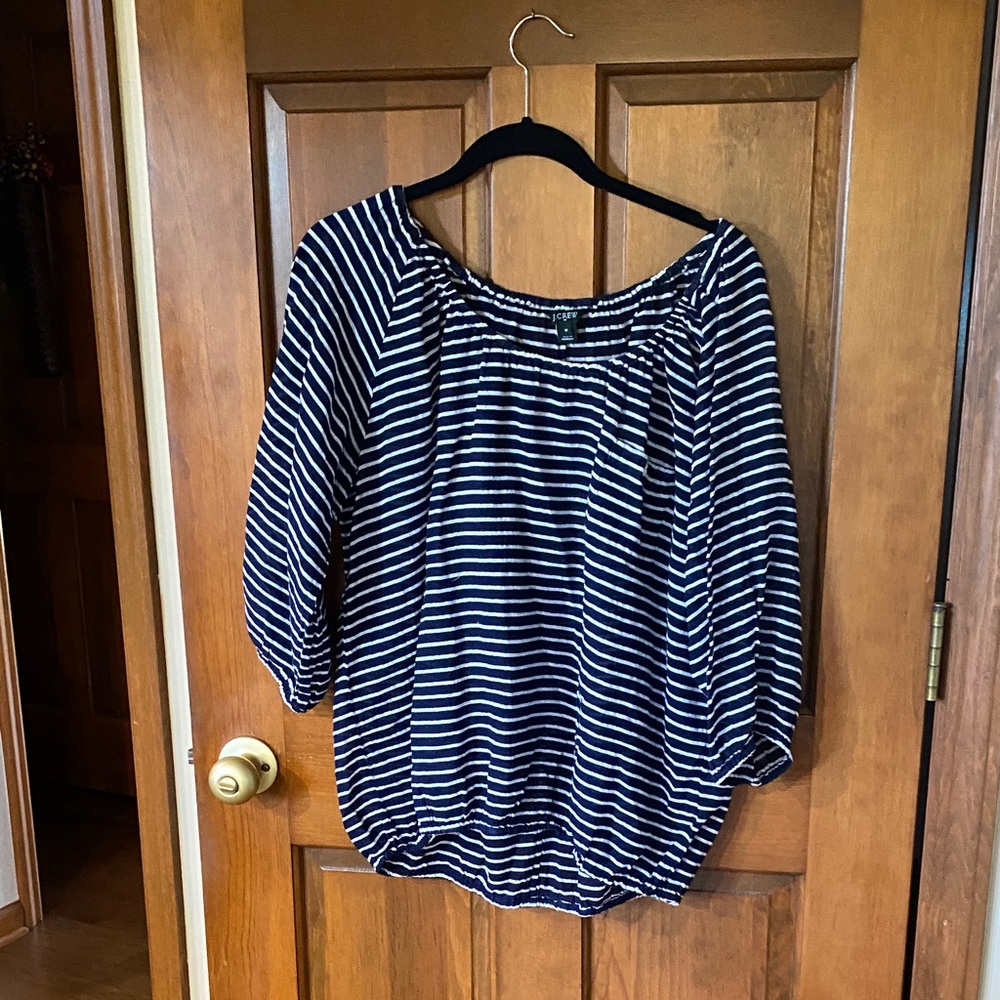 J. Crew Black and White Striped Blouse